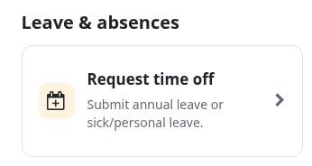 Leave & absences section containing the Request time off tile.